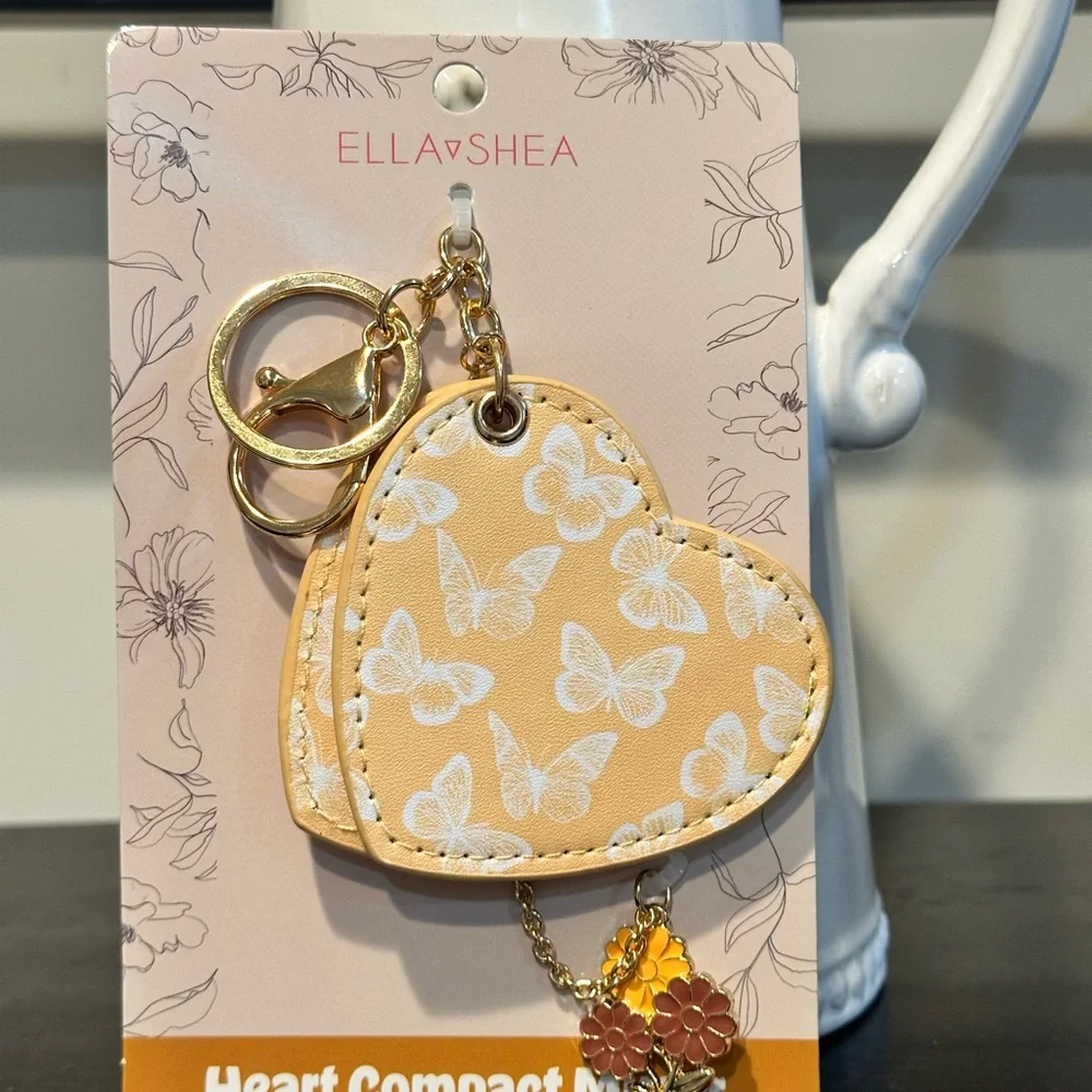 Francesca’s Butterfly Print Heart Mirror Keychain